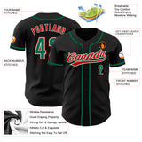 Custom Black Kelly Green-Red Authentic Baseball Jersey