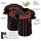 Custom Black Red Pinstripe Red-White Authentic Baseball Jersey