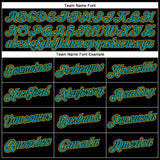 Custom Black Teal-Yellow Performance T-Shirt