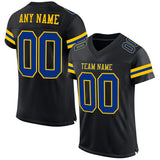 Custom Black Royal-Yellow Mesh Authentic Football Jersey