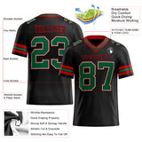 Custom Black Kelly Green-Red Authentic Football Jersey