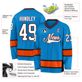 Custom Blue White-Orange Hockey Jersey