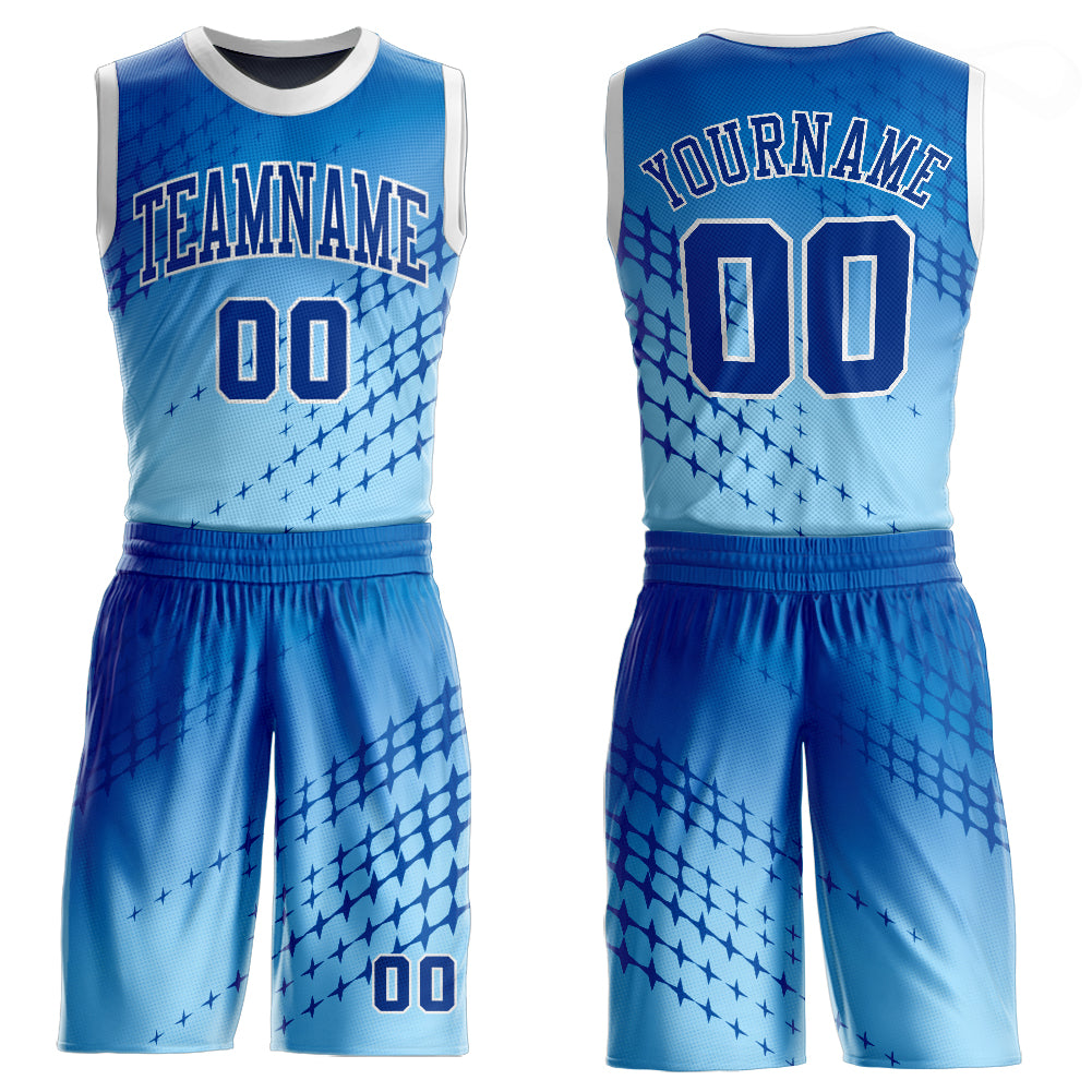 Latest Cool Basketball Uniform Design Color Blue Sublimated Custom