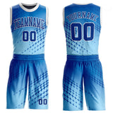 Blue Geometric Sublimation Basketball Jerseys and Shorts