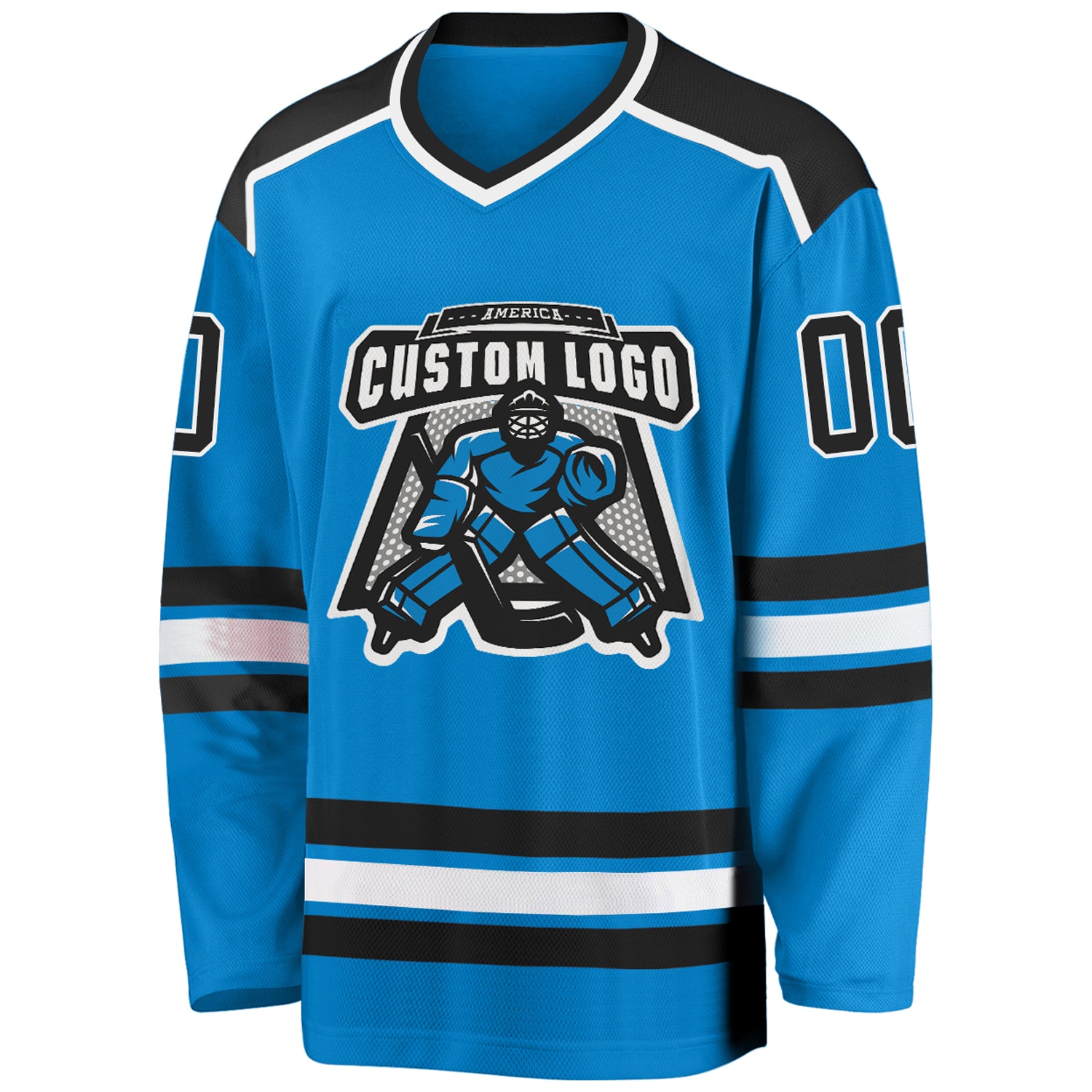 Custom Blue Black-White Hockey Jersey