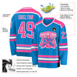 Custom Blue Pink-White Hockey Jersey