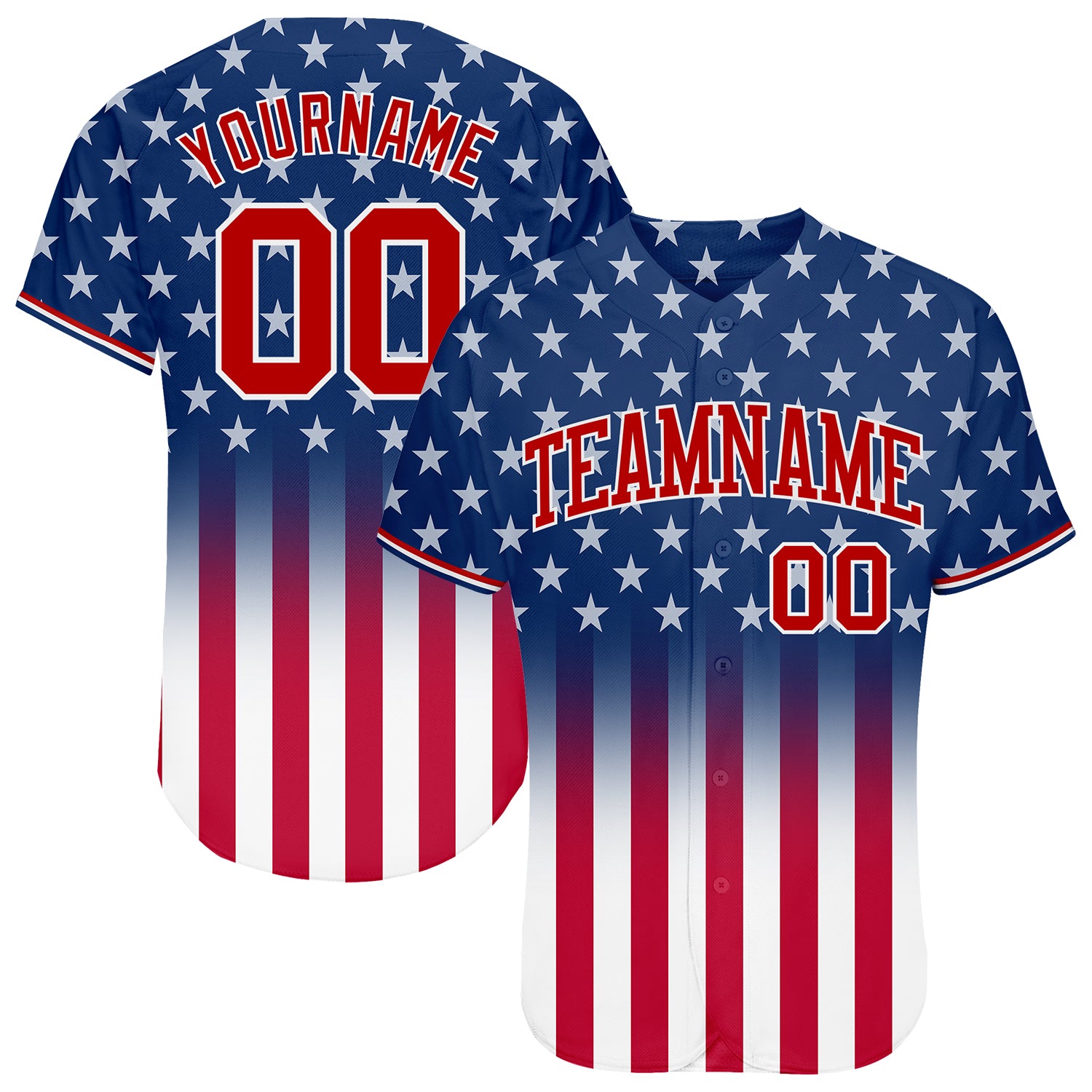 Custom Blue Red-White 3D American Flag Fashion Authentic Baseball