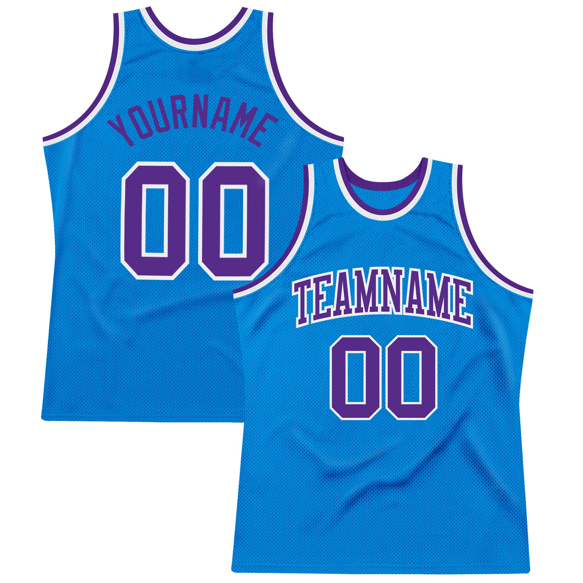 Custom Blue Purple-White Authentic Throwback Basketball Jersey
