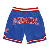 Custom Blue Red-White Authentic Throwback Basketball Shorts