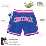 Custom Blue Pink-White Authentic Throwback Basketball Shorts