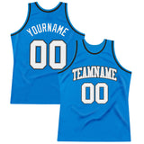 Custom Blue White Gray-Black Authentic Throwback Basketball Jersey