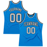 Custom Blue Gray-Black Authentic Throwback Basketball Jersey