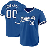 Custom Blue White-Navy Authentic Throwback Baseball Jersey