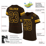 Custom Brown Brown-Gold Mesh Authentic Football Jersey
