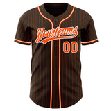 Custom Brown Orange Pinstripe Orange-White Authentic Baseball Jersey