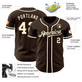 Custom Brown Cream Authentic Baseball Jersey