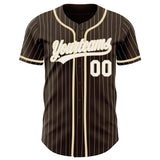 Custom Brown White Pinstripe City Cream Authentic Baseball Jersey