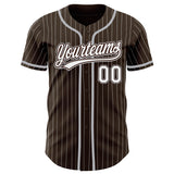 Custom Brown White Pinstripe Gray Authentic Baseball Jersey