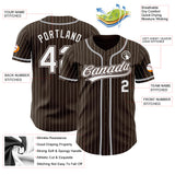 Custom Brown White Pinstripe Gray Authentic Baseball Jersey