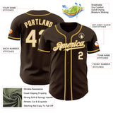 Custom Brown Cream-Old Gold Authentic Baseball Jersey