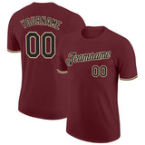 Custom Burgundy Black-Cream Performance T-Shirt