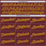 Custom Burgundy Burgundy-Gold Performance T-Shirt