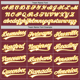 Custom Burgundy White-Gold Authentic Baseball Jersey