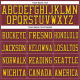 Custom Burgundy Gold-Navy Mesh Authentic Football Jersey