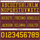 Custom Burgundy Gold-Navy Authentic Football Jersey