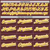Custom Burgundy Gold Pinstripe White Authentic Baseball Jersey