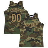 Custom Camo Old Gold-Black Authentic Salute To Service Basketball Jersey