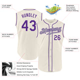 Custom Cream Purple-Gray Authentic Sleeveless Baseball Jersey