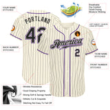Custom Cream Black Pinstripe Black-Purple Authentic Baseball Jersey