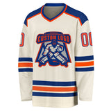 Custom Cream Orange-Royal Hockey Jersey