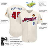 Custom Cream Red-Royal Authentic Baseball Jersey