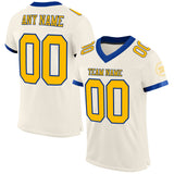 Custom Cream Gold-Royal Mesh Authentic Football Jersey
