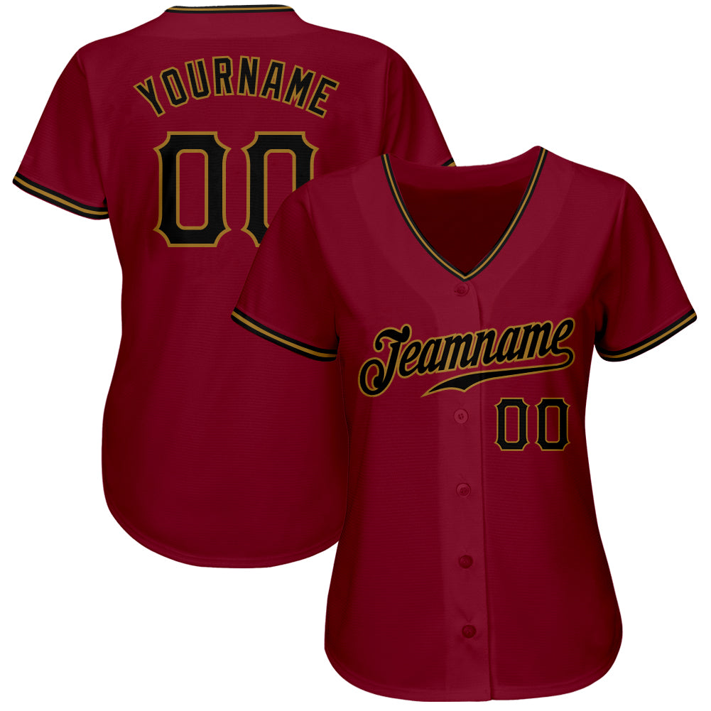 Custom Crimson Black-Old Gold Authentic Baseball Jersey