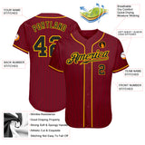 Custom Crimson Black Pinstripe Black-Gold Authentic Baseball Jersey