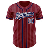 Custom Crimson White Pinstripe Navy Authentic Baseball Jersey