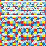Custom Women's Autism Awareness Puzzle Pieces White-Light Blue 3D V-Neck Cropped Baseball Jersey