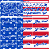 Custom Women's Royal White-Red American Flag Fashion 3D V-Neck Cropped Baseball Jersey