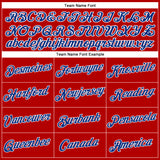 Custom Women's Red Royal-White V-Neck Cropped Baseball Jersey