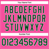 Custom Women's Pink Green-White V-Neck Cropped Baseball Jersey