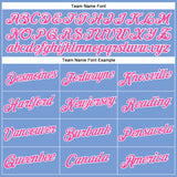 Custom Women's Light Blue Pink-White V-Neck Cropped Baseball Jersey