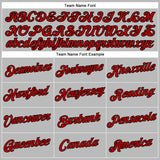 Custom Women's Gray Red-Black V-Neck Cropped Baseball Jersey