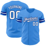 Custom Electric Blue White-Royal Authentic Baseball Jersey