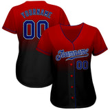 Custom Red Royal-Black Authentic Fade Fashion Baseball Jersey