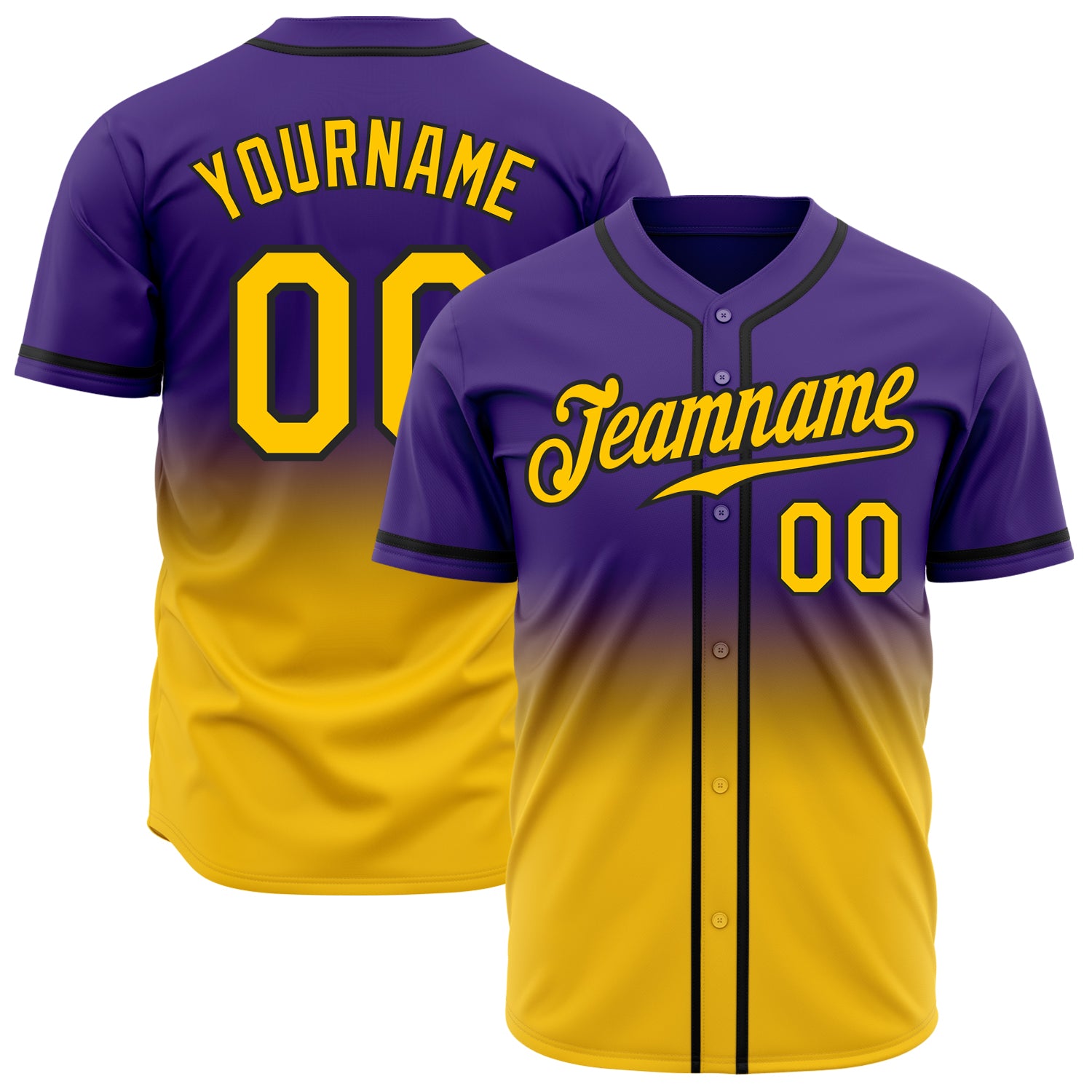 Custom Purple Gold-Black Authentic Fade Fashion Baseball Jersey Clearance –  FanCustom