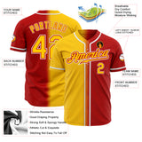 Custom Red Yellow-White Authentic Gradient Fashion Baseball Jersey