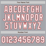 Custom Gray White Steel Gray-Red Authentic Fade Fashion Baseball Jersey